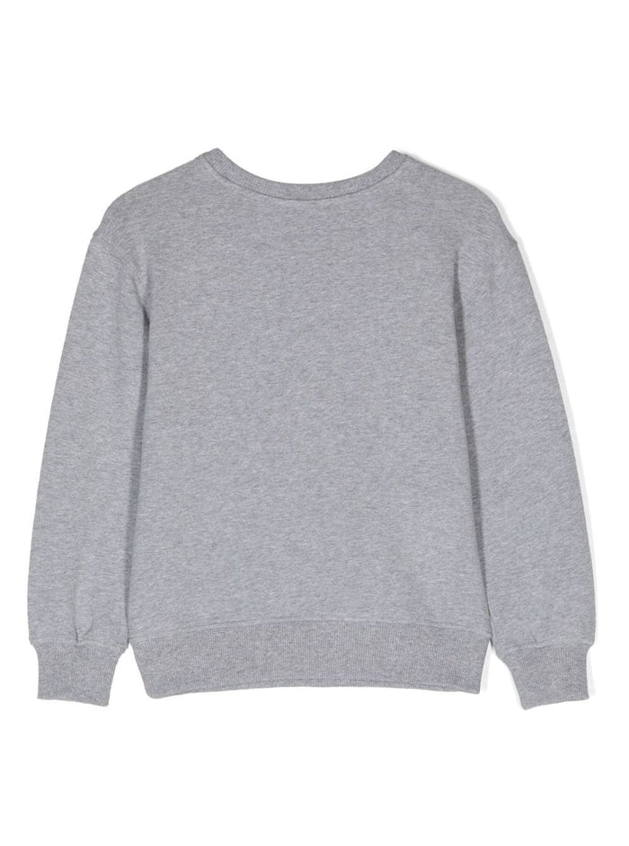 Grey Sweatshirt With Teddy And Logo Print Cotton Boy Elastane Sweatshirts