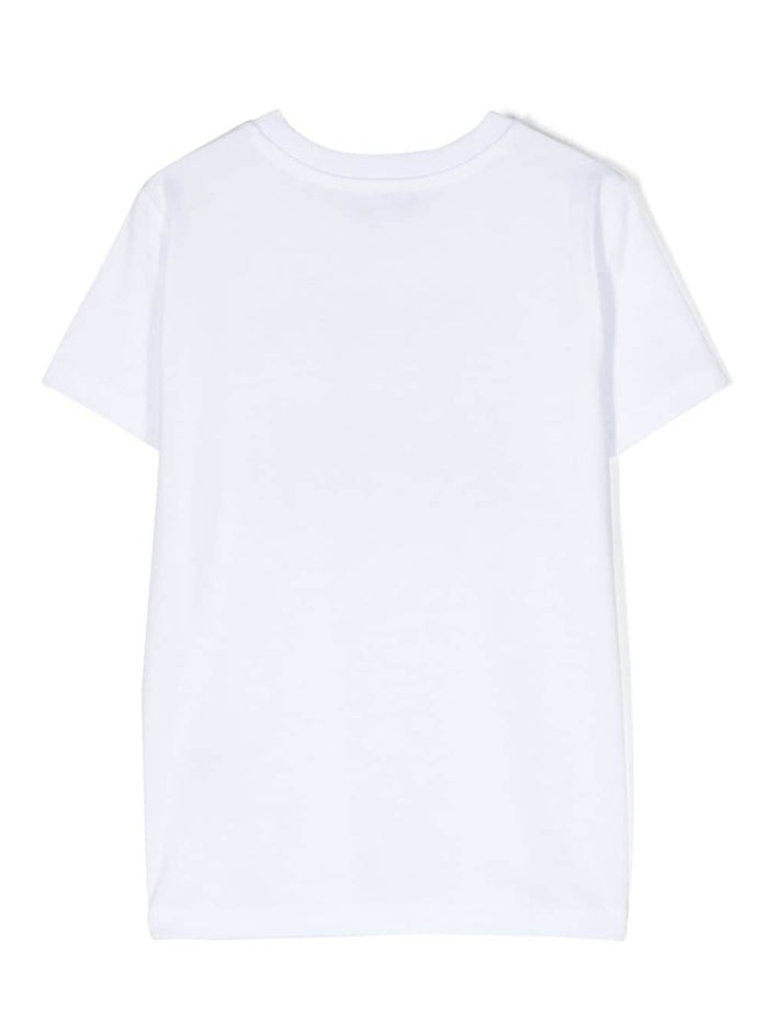 White Short-Sleeved T-Shirt With Maxi Logo Cotton Boy Tshirts And Polo Shirts