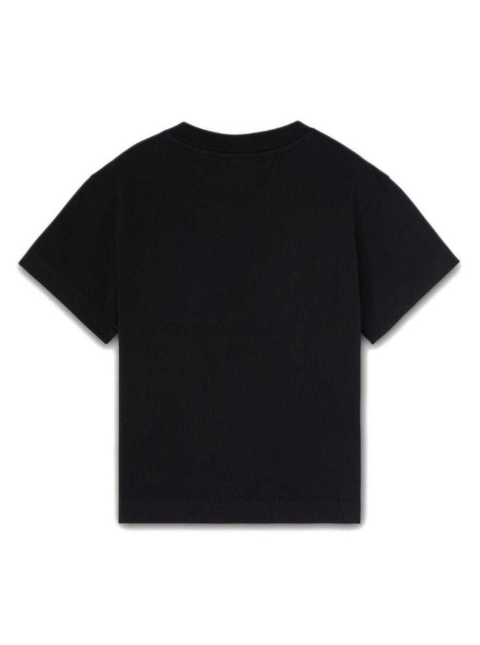 Black T-Shirt With Maxi Teddy Print And Logo Cotton Boy Tshirts Polo Shirts