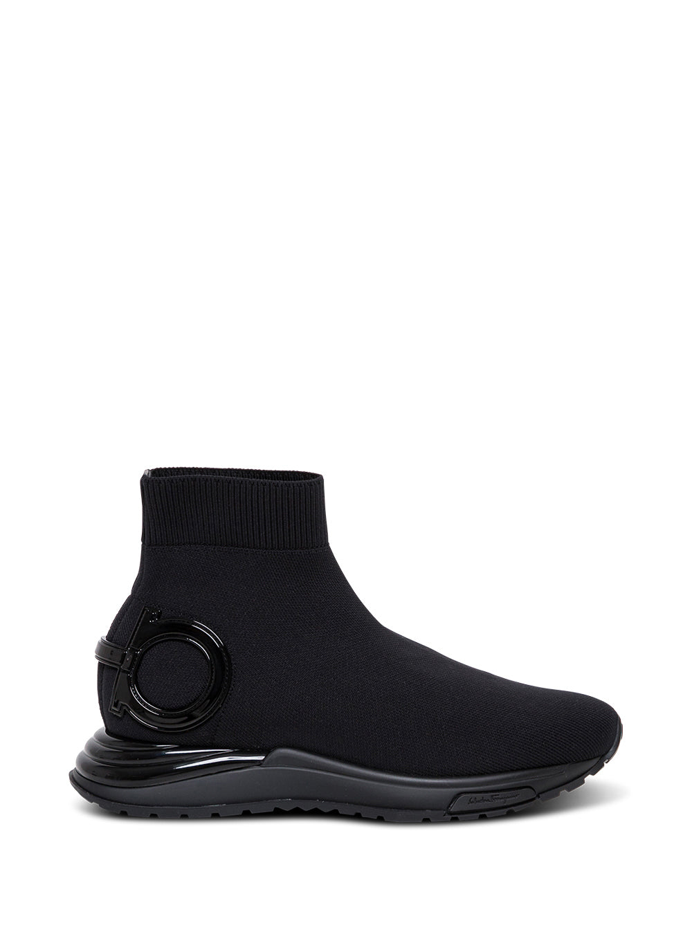 Womans Gardena Stretch Fabric Sneakers With Gancini Detail Black Polyester