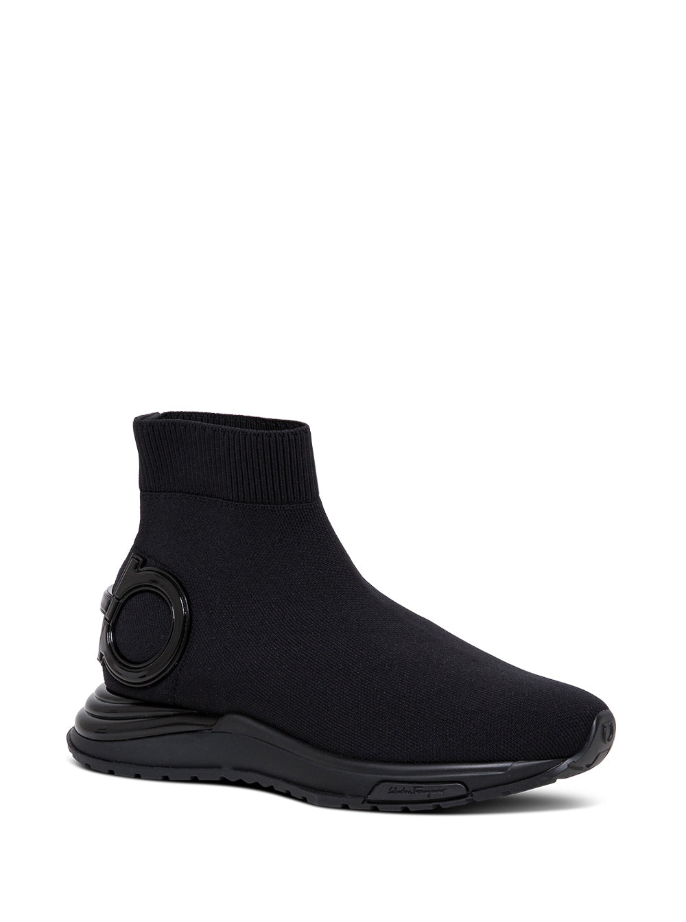 Womans Gardena Stretch Fabric Sneakers With Gancini Detail Black Polyester