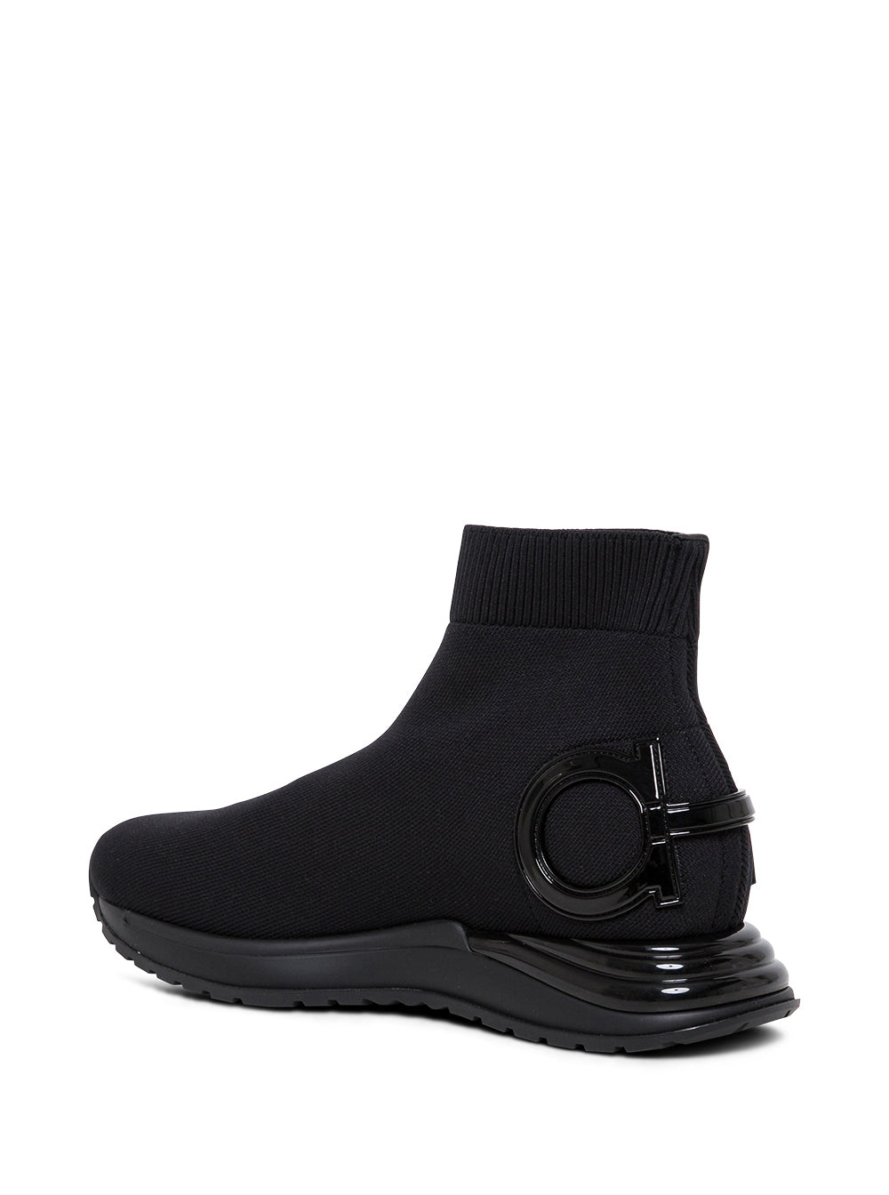 Womans Gardena Stretch Fabric Sneakers With Gancini Detail Black Polyester