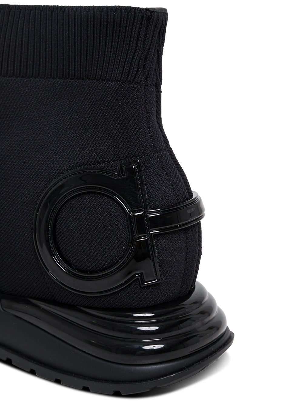 Womans Gardena Stretch Fabric Sneakers With Gancini Detail Black Polyester