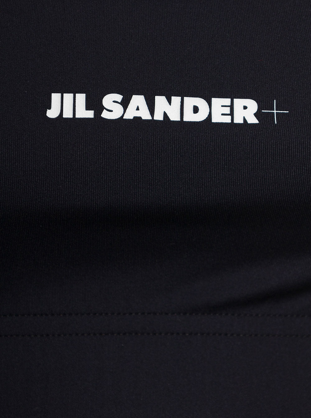 Jil Sander Womans Blackstretch Fabric Top With Logo Black Polyamide Elastane Tops