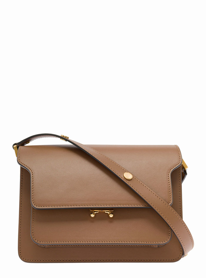 Marni Womans Brown Leather Crossbody Bag Calf Shoulder