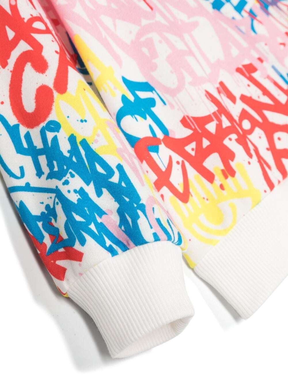 Multicolor Crewneck Sweatshirt With Graffiti Logo Print Cotton Blend Girl Polyester Sweatshirts