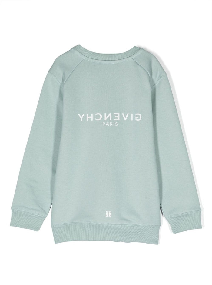 Black Long-Sleeved Aweatshirt With Contrasting Logo Cotton Blend Boy Sweatshirts