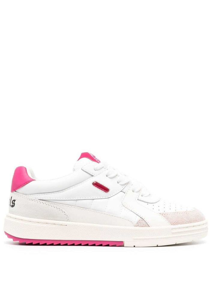Palm University Low Top Sneakers White And Pink Leather Woman