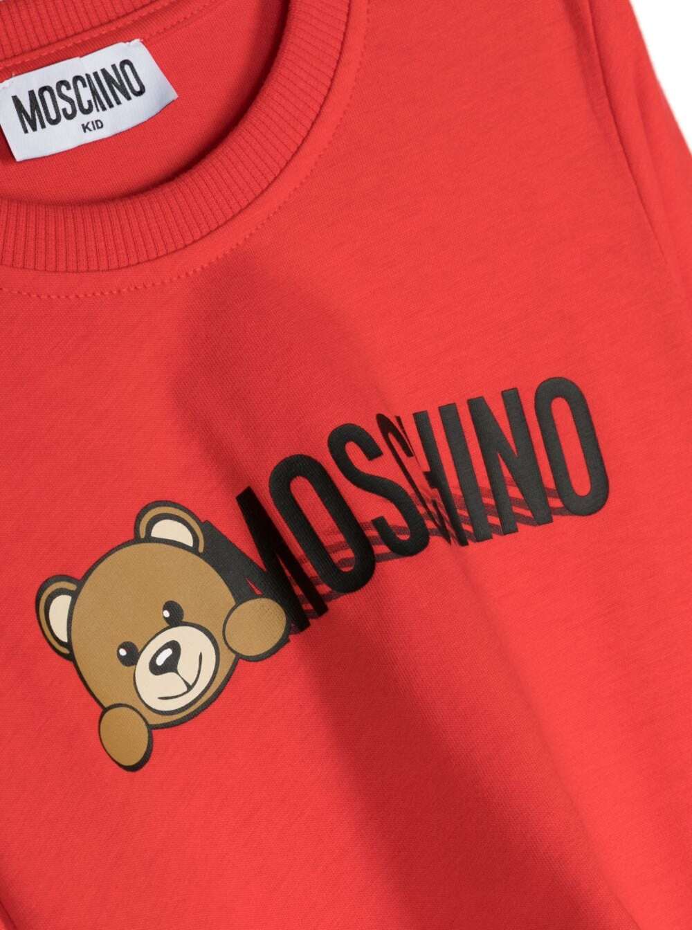 Red T-Shirt With Long Sleeves And Contrasting Logo Print Cotton Boy Tshirts Polo Shirts