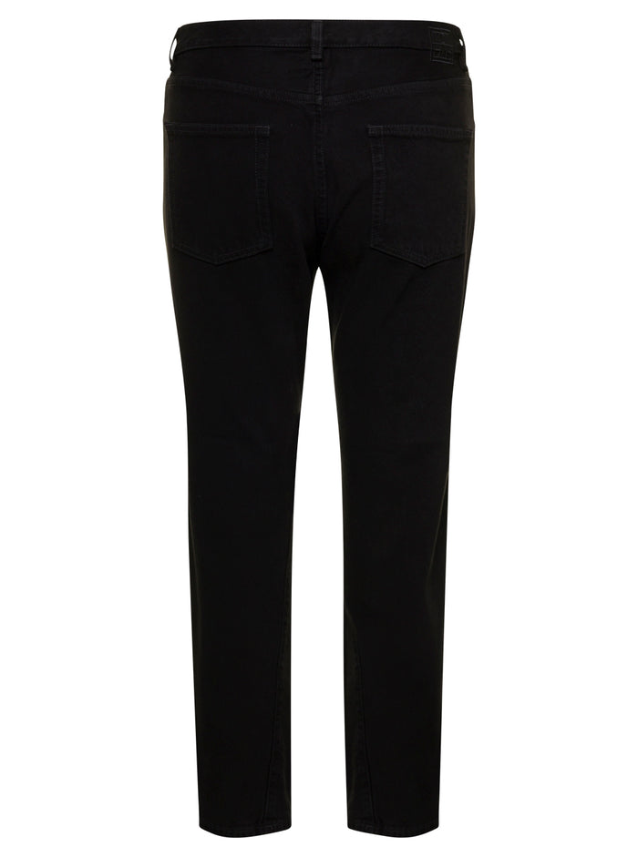 Twisted Seam Black Crop Straight Leg Denim Jeans Woman Toteme Organic Cotton