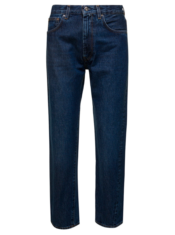 Cropped Straight Jeans Blue Denim Cotton Woman Blu Organic