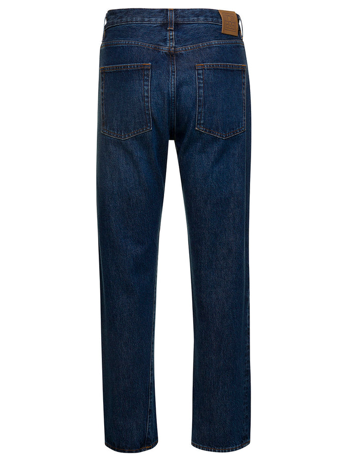 Cropped Straight Jeans Blue Denim Cotton Woman Blu Organic