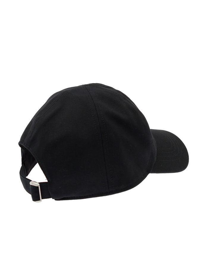 Baseball Cap With Logo Plaque Black Cotton Woman Organic Hats And Gloves