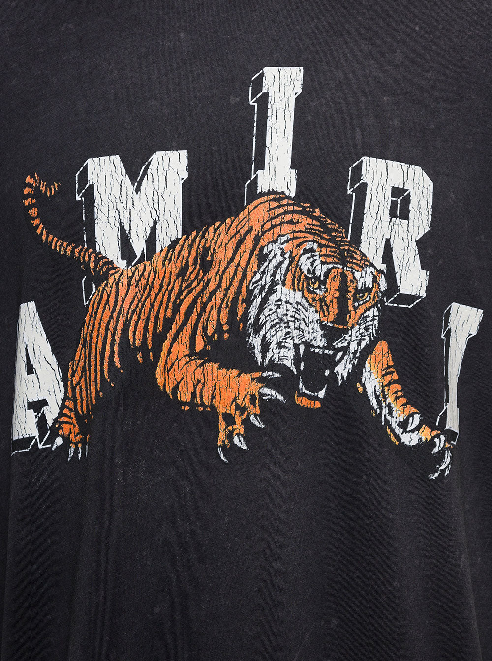 Black Vintage T-Shirt With Logo And Tiger Print Cotton Man Tshirts Polo Shirts