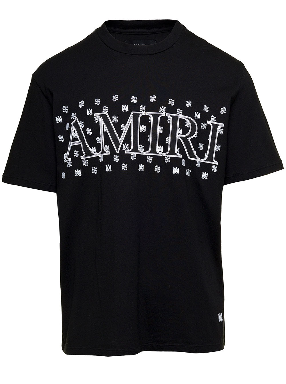 Black Crewneck T-Shirt With Front Logo Lettering Print Cotton Man Tshirts And Polo Shirts