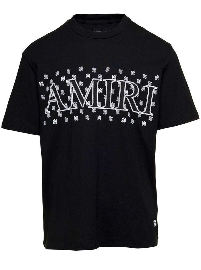Black Crewneck T-Shirt With Front Logo Lettering Print Cotton Man Tshirts And Polo Shirts