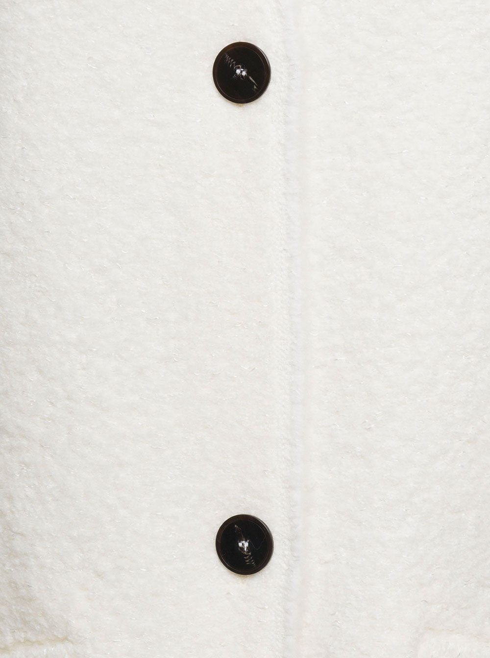 Long White Coat With Black Buttons And Collar Bouclè Wool Woman