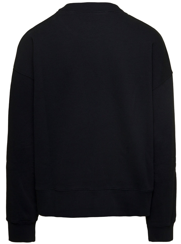 Black Sweatshirt With Long Sleeves And Maxi Logo Cotton Man Sweatshirts