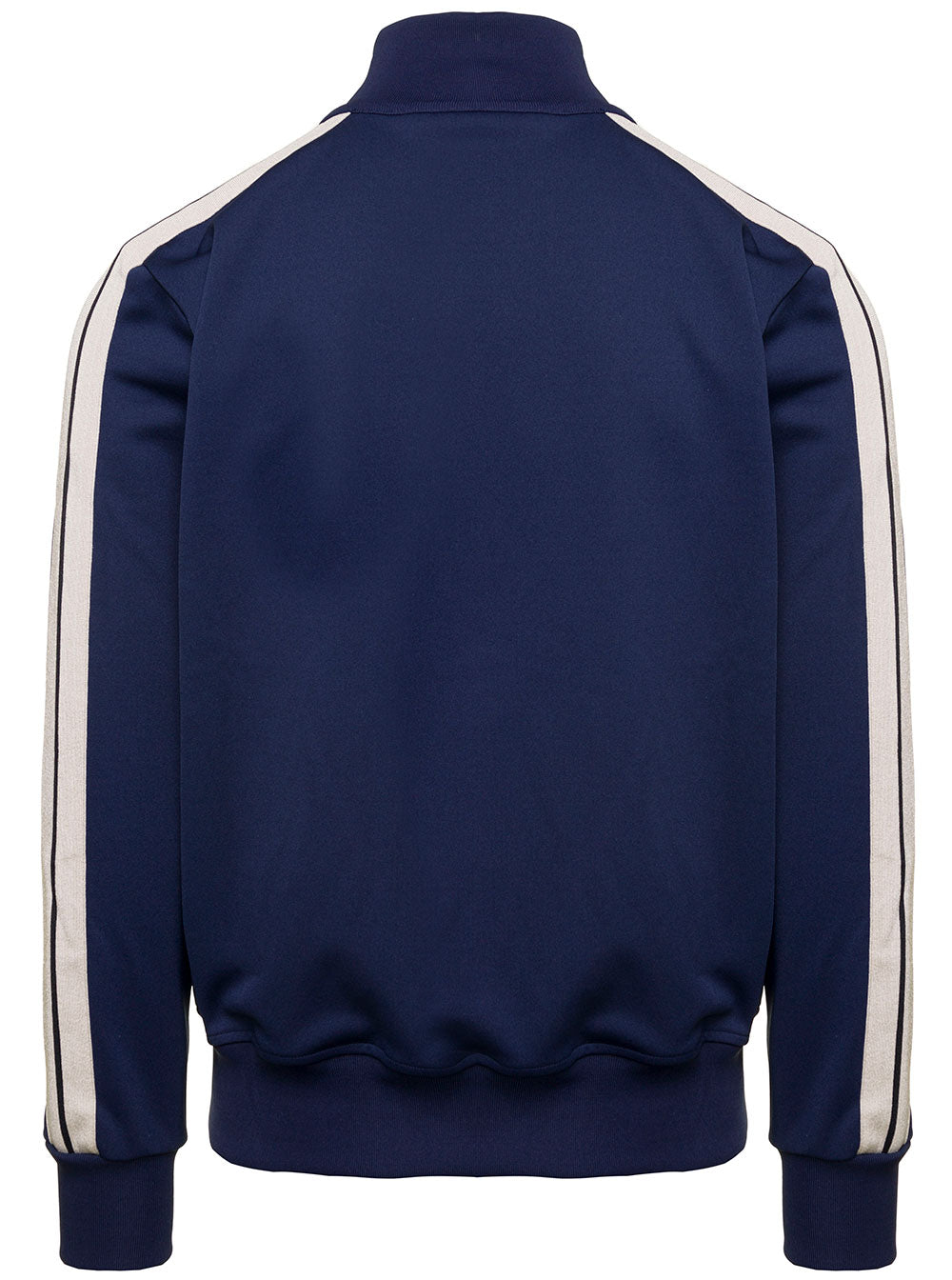 Blue Track Sweatshirt With Contrasting Lettering Logo Nylon Man Blu Polyester Sweatshirts