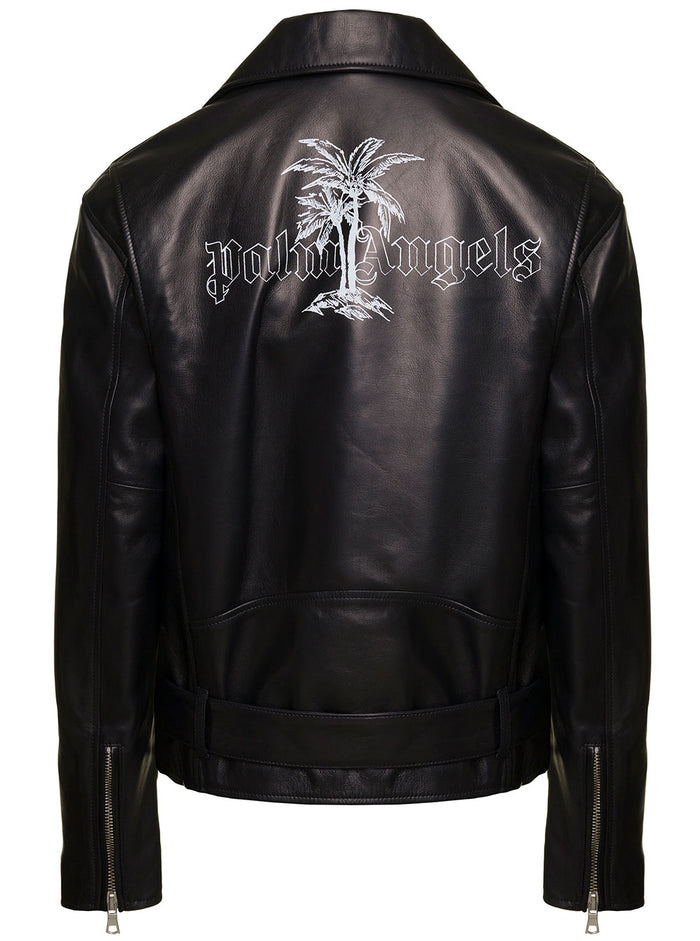 Sleek Leather Biker Black Outerwear