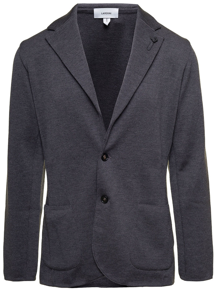 Grey Jacket With Notched Revers Wool Man Blazers