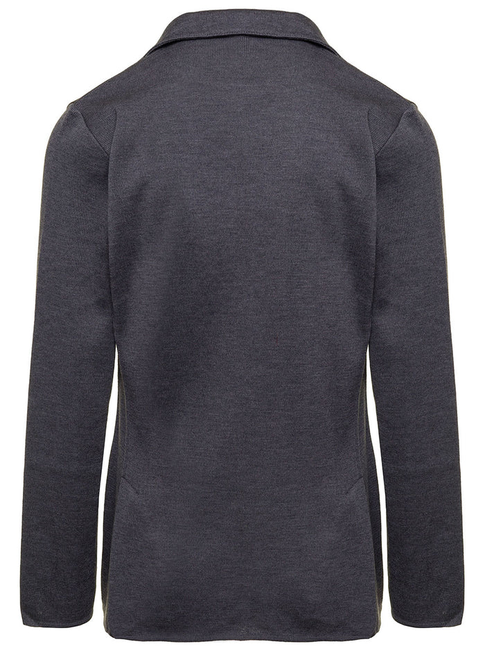 Grey Jacket With Notched Revers Wool Man Blazers