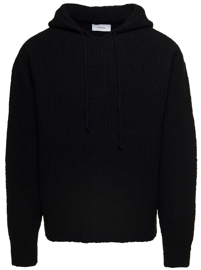 Maglia Con Cappuccio Black Wool Cashmere Nylon Jersey