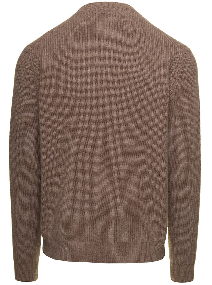 Maglia Girocollo Brown Wool Cashmere Jersey