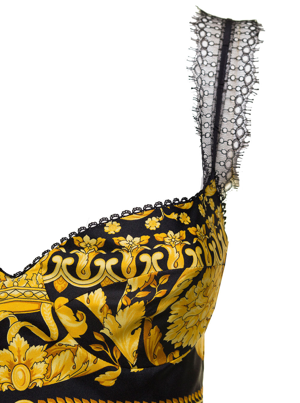 Twill Silk Baroque Bra Yellow Tops