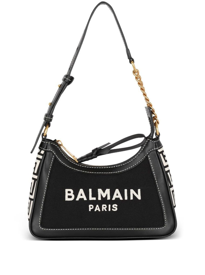B-Army Black Shoulder Bag With Logo Print And Monogram Canvas Woman Cotton