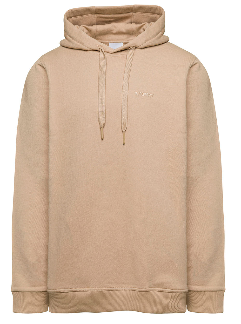 Beige Hoodie With Equestrian Knight Cotton Man Sweatshirts