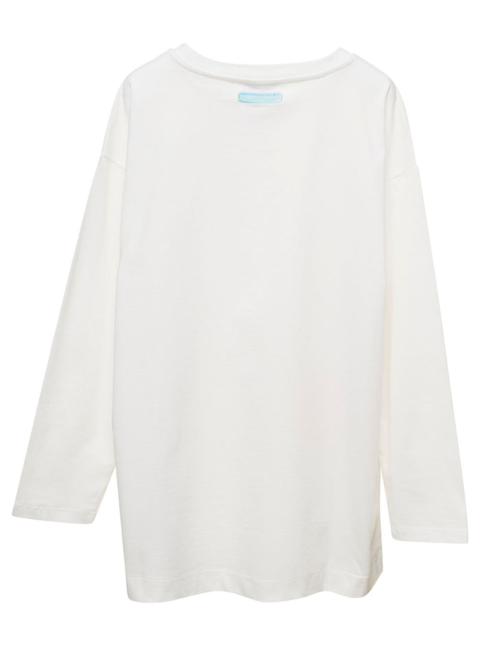 White T-Shirt With Bag Motif And Logo Print Cotton Girl Tshirts Polo Shirts