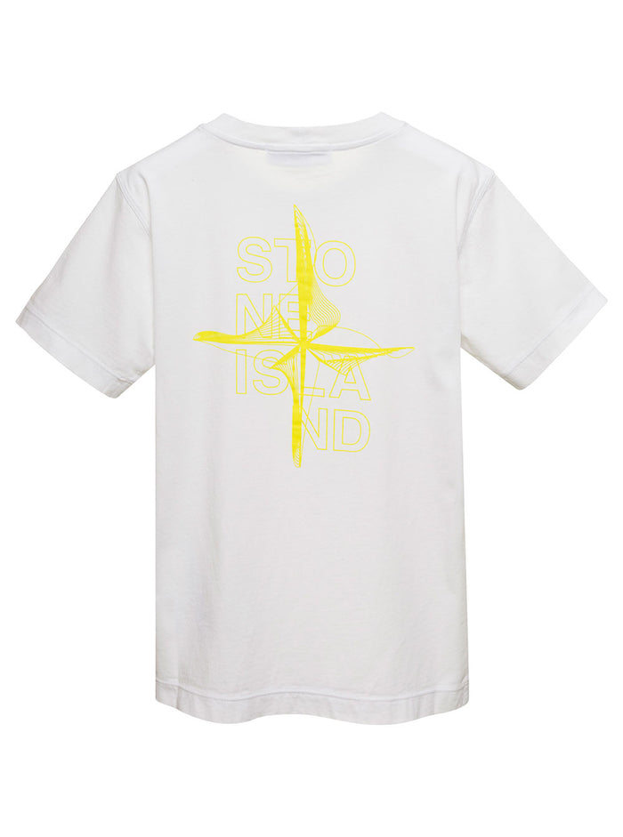 White Short-Sleeved T-Shirt With Maxi Logo Print Cotton Boy Tshirts And Polo Shirts