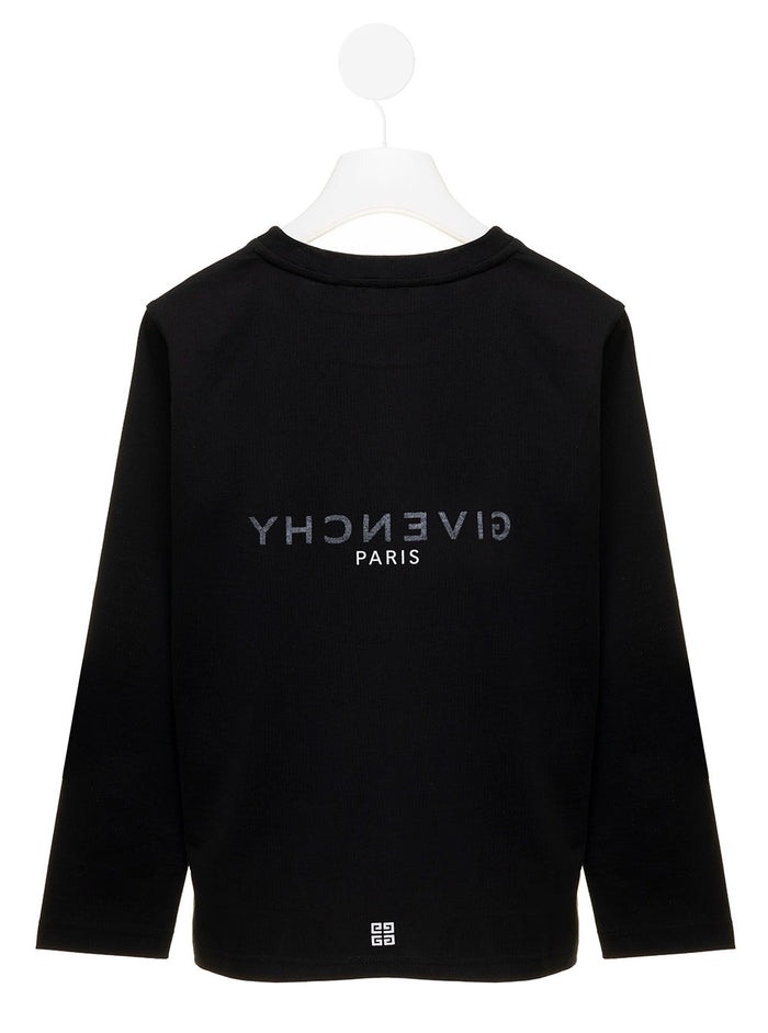 Logo Printed Black Cotton T-Shirt Boy Givenchy Kids Jersey