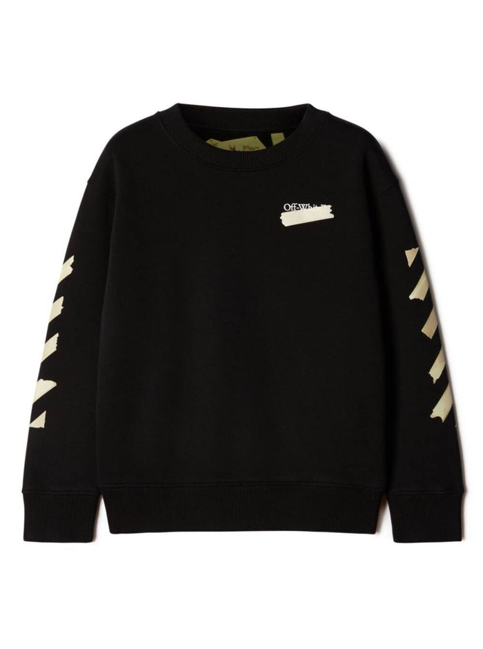 Black Long-Sleeved Sweatshirt With Contrasting Maxi Arrow Motif Cotton Boy Sweatshirts