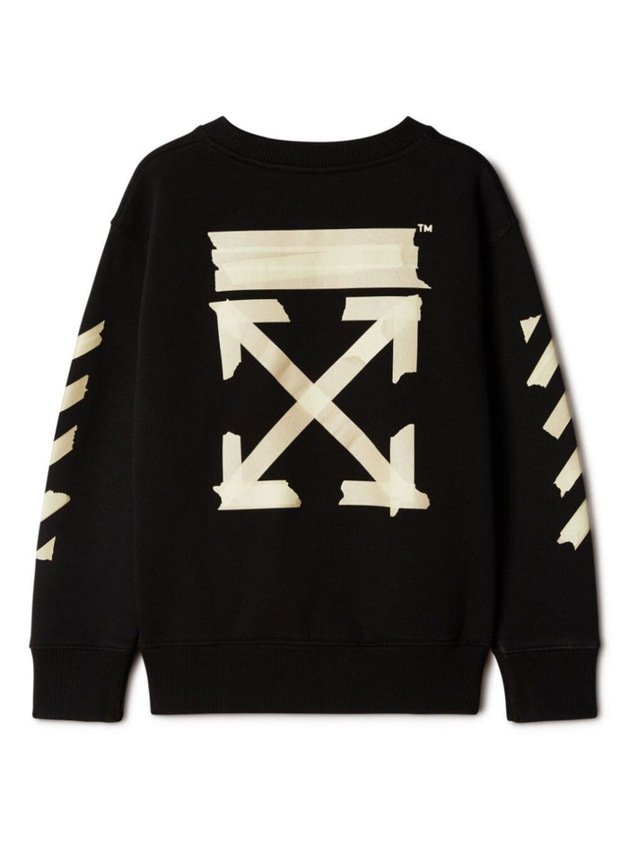 Black Long-Sleeved Sweatshirt With Contrasting Maxi Arrow Motif Cotton Boy Sweatshirts