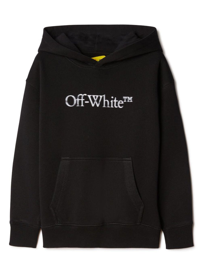 Black Hoodie With Contrasting Bookish Bit Logo Cotton Boy Sweatshirts