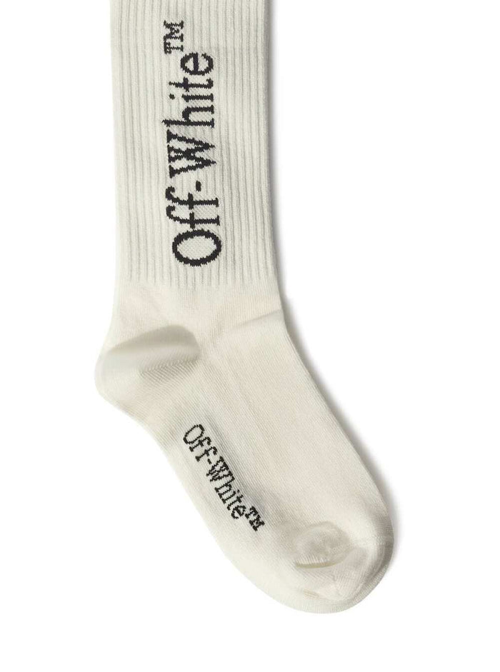 Diagonal Socks White Cotton Polyamide Elastane Underwear