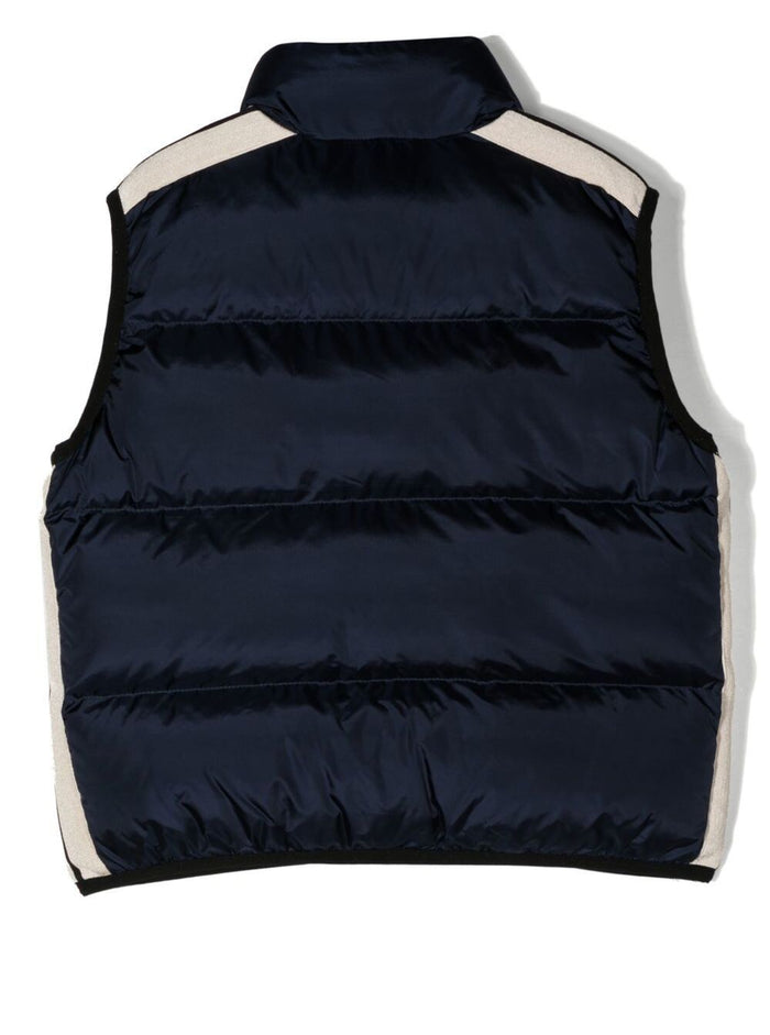 Palm Angel Kids Girls Blue Padded Gilet With Logo Blu Polyamde Down Jackets
