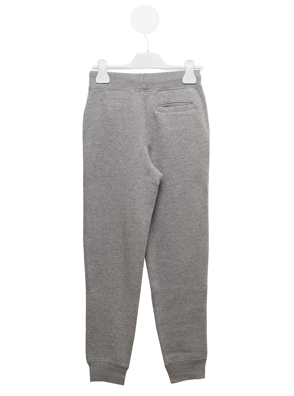 Grey Jogger Pants With Logo Embroidery And Drawstring Cotton Blend Boy Polyester Trousers