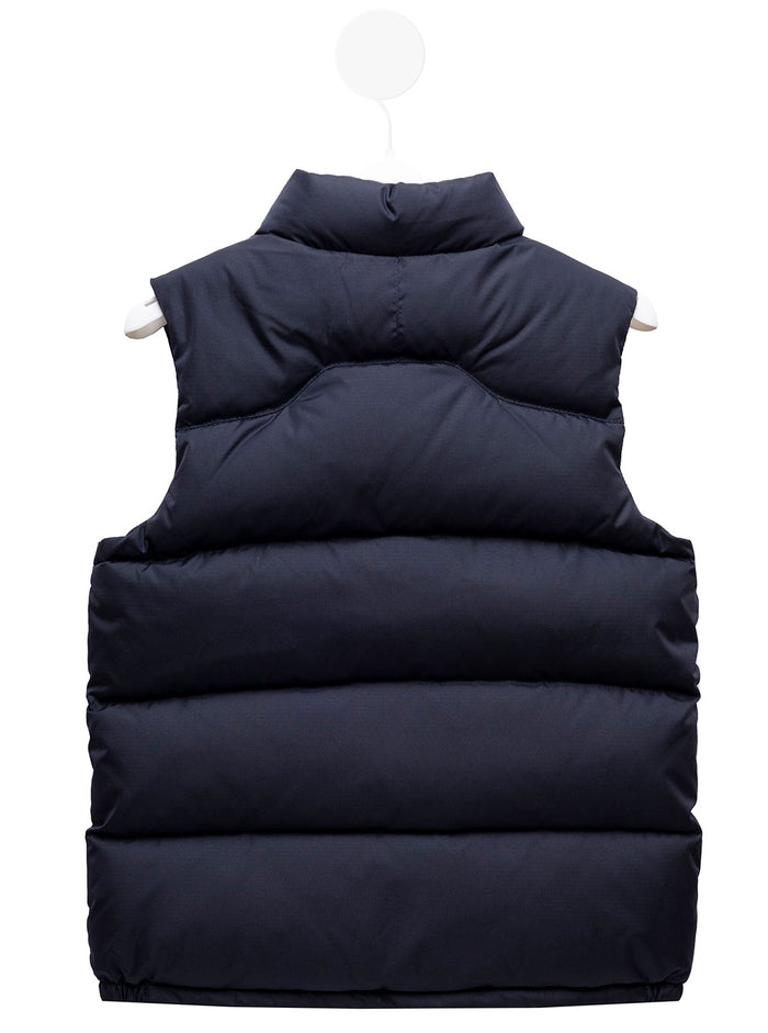 Black Quilted Vest With Logo Embroidery Nylon Boy Blu Polyester (recycled) Down Jackets