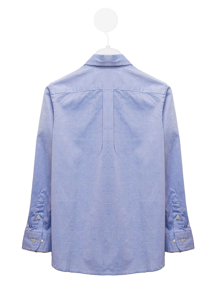 Light Blue Cotton Poplin Shirt With Logo Polo Ralph Lauren Kids Boy And Blouses