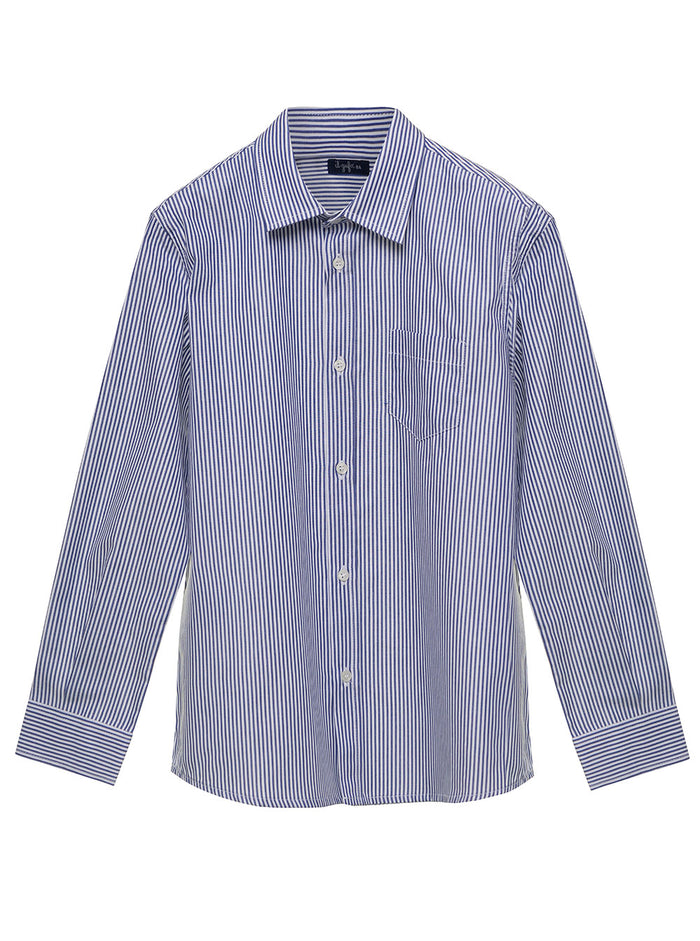 Blue Striped Shirt With Buttons Cotton Boy Blu And Blouses