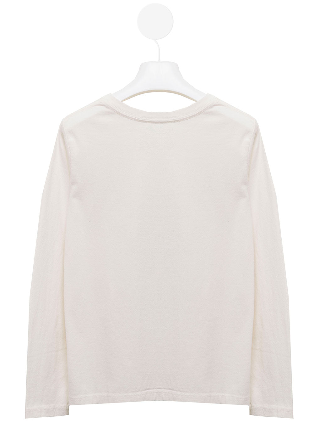 Long-Sleeved White Cotton T-Shirt With Bear Print Polo Ralph Lauren Girl Jersey