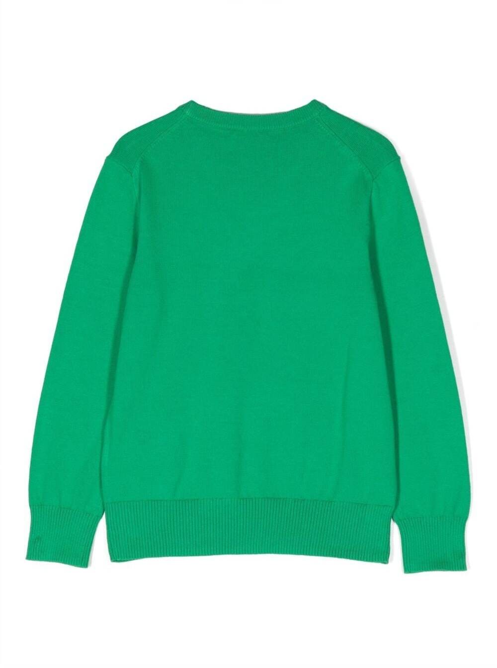 Green Sweater With Logo Embroidery Cotton Boy Jersey