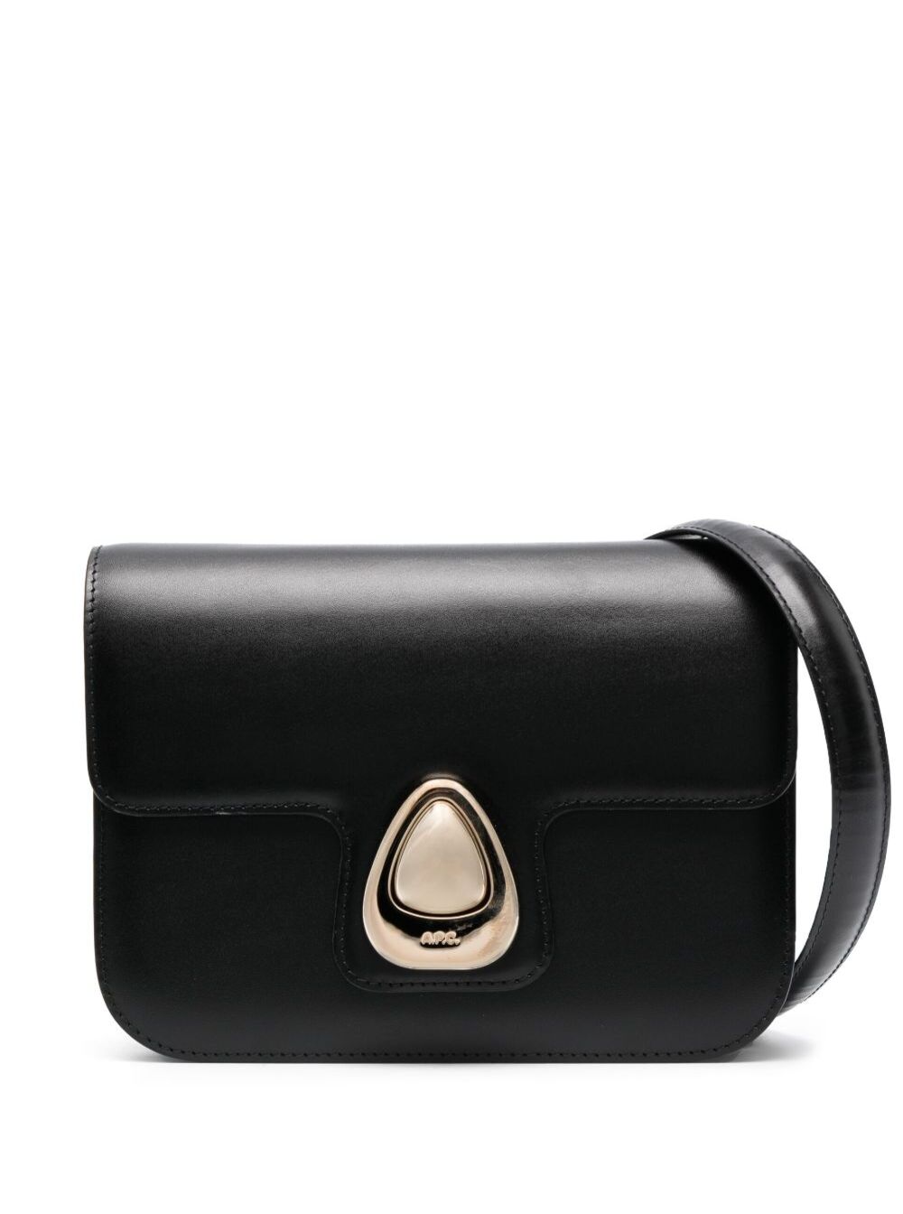 Astra Black Shoulder Bag With Embossed Logo Smooth Leather Woman Cow Crossbody