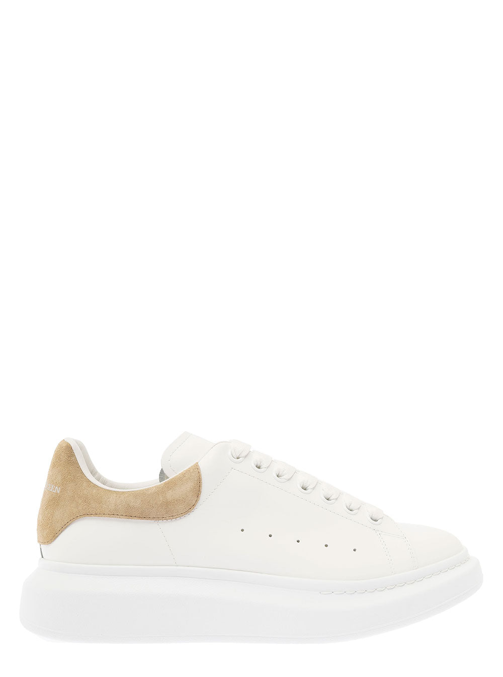 White Low-Top Sneakers With Chunky Sole And Contrasting Heel Tab Leather Man Calf