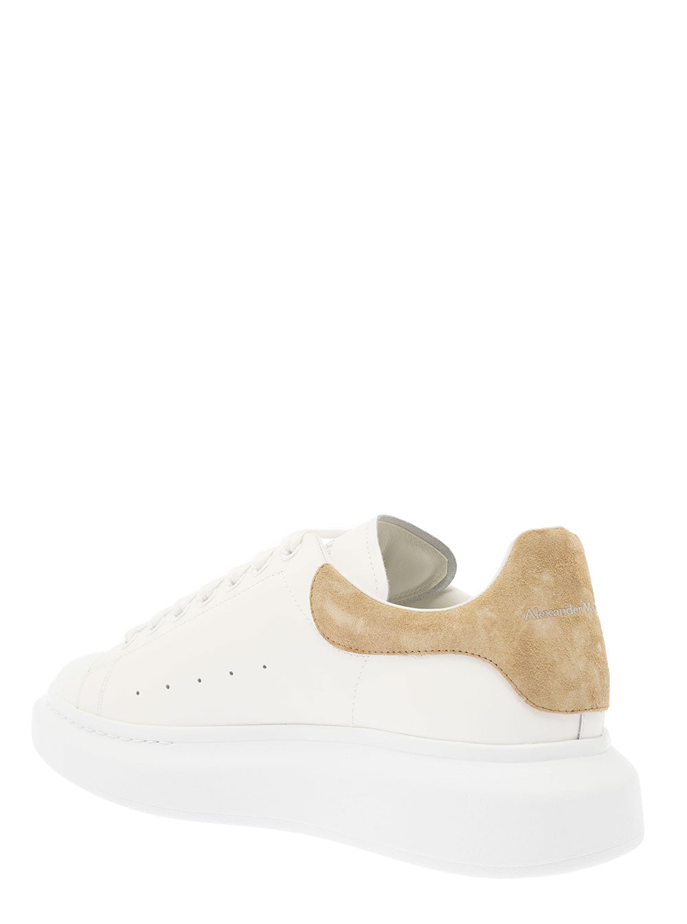 White Low-Top Sneakers With Chunky Sole And Contrasting Heel Tab Leather Man Calf