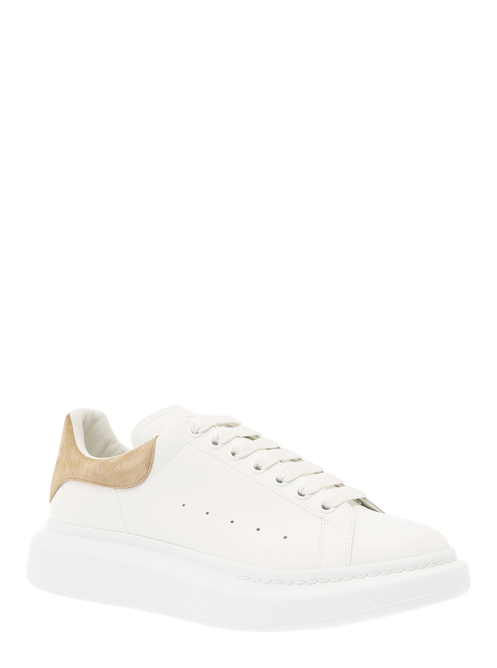 White Low-Top Sneakers With Chunky Sole And Contrasting Heel Tab Leather Man Calf