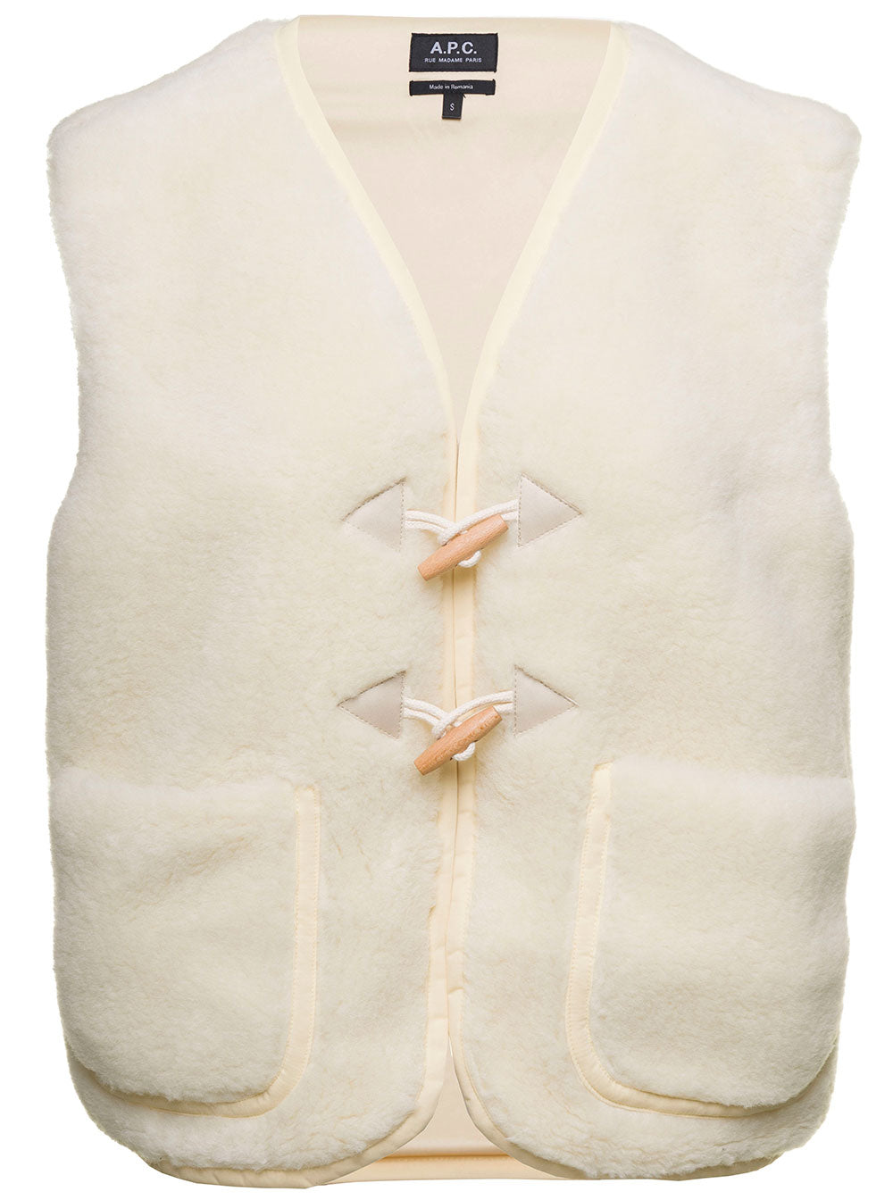 White Vest With Toggles Closure Wool Blend Woman Cotton Blazers